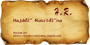 Hajdú Ruszlána névjegykártya